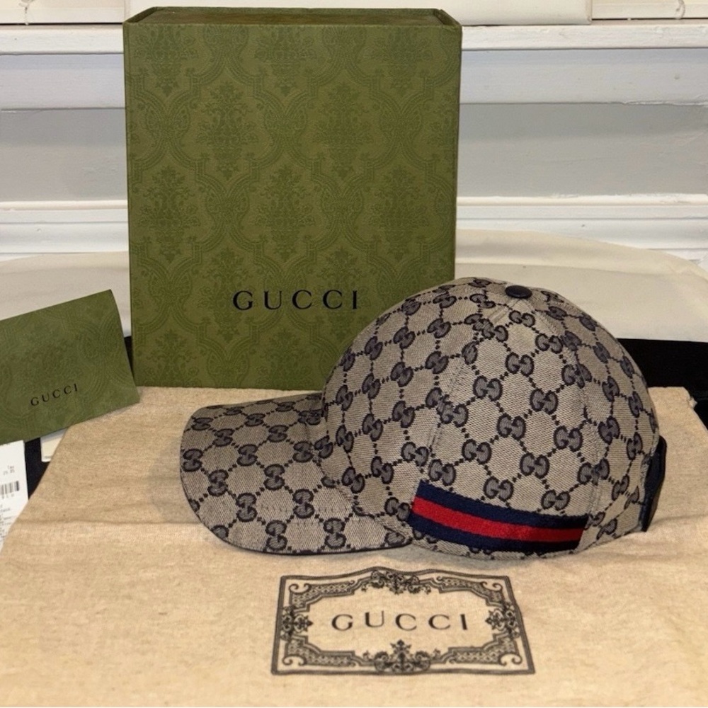 Gucci Navy and Gray Monogram Cap